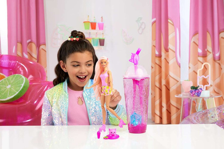 BARBIE POP REVEAL LALKA OWOCOWY SOK TRUSKAWKA 8 NIESPODZIANEK ZESTAW KUBEK