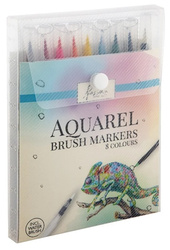 MARKERY AKWARELOWE MAZAKI FLAMASTRY PISAKI PĘDZELKOWE WODNE ZESTAW 8 szt