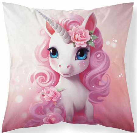 Poduszka Jasiek 40x40 Jednorożec Różowy Unicorn + Wkład