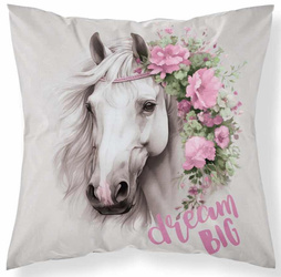 Poduszka Jasiek  40x40 Koń w Kwiatach Poduszka Młodzieżowa + Wkład