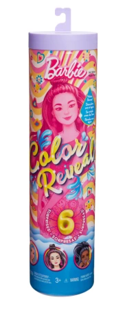 BARBIE COLOR REVEAL 6 LALKA KOLOROWE WZORY RETRO LATA 60 NIESPODZIANKI TUBA