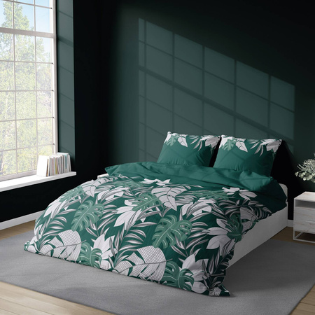 POŚCIEL ZIELONA BUTELKOWA ZIELEŃ KWIATKI 220X200