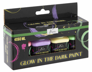FARBY AKRYLOWE ZESTAW FARB AKRYLOWYCH ŚWIECĄCE W CIEMNOŚCI 4x60ml FARBA