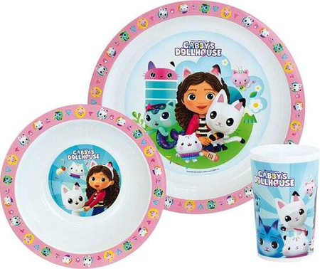 KOCI DOMEK GABI ZESTAW OBIADOWY TALERZ KUBEK MISECZKA