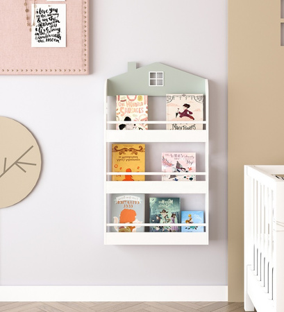 REGAŁ ŚCIENNY DREWNIANY NA KSIĄŻKI DLA DZIECI BIURA PÓŁKA PÓŁKI