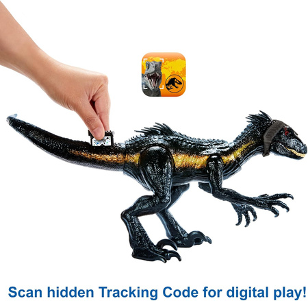 MATTEL JURASSIC WORLD FIGURKA DINOZAUR INDORAPTOR SUPERATAK DŹWIĘK ŚWIATŁO