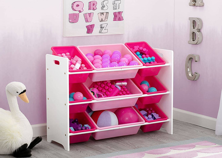 DUŻY REGAŁ RÓŻOWY DZIECI POJEMNIKI NA ZABAWKI
