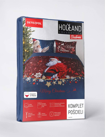 POŚCIEL ŚWIĄTECZNA ŚWIĘTA CZERWONA MIKOŁAJ 160X200