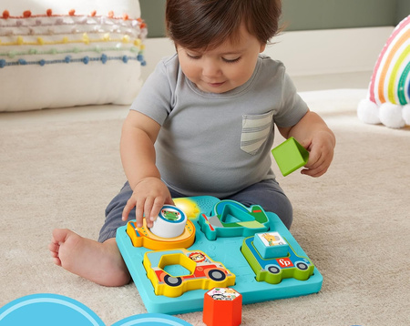 FISHER PRICE UKŁADANKA INTERAKTYWNA PUZZLE Pojazdy i kształty +9m