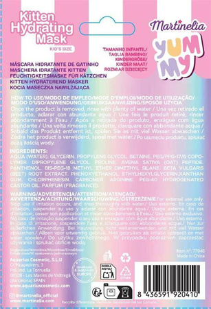 MARTINELIA KOT KOTEK MASECZKA NAWILŻAJĄCA DO TWARZY DLA DZIECI SPA