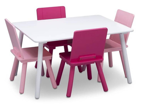 STOLIK BIAŁY STÓŁ 4 KRZESŁA DLA DZIECI DREWNIANY