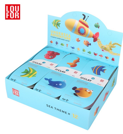 MASA PLASTYCZNA ZESTAW 12 SZTUK SUPER CLAY PIANKOLINA RYBKI OCEAN