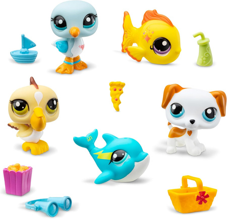 ZESTAW LITTLEST PET SHOP ZWIERZĄTKA BEACH BESTIES FIGURKI + AKCESORIA