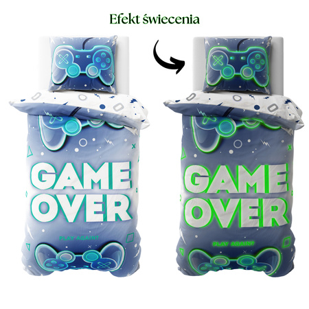 Pościel Game Over 160x200 Świecąca – Idealna dla Małych i Dużych Graczy