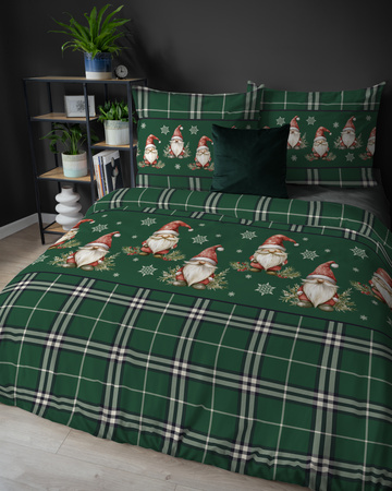 POŚCIEL ŚWIĄTECZNA ŚWIĘTA CZERWONA KRASNAL KRATA BAWEŁNA FLANELA 160X200