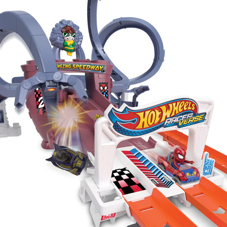 HOT WHEELS MARVEL ZESTAW TORÓW Pajęczynowy tor Spidermana, Podwójny wyścig