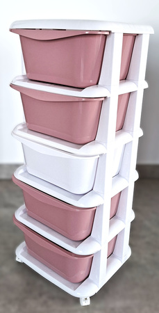 PLASTIKOWY POJEMNIK REGAŁ KOSZ NA ZABAWKI SZAFKA SZUFLADY 5 PÓŁEK