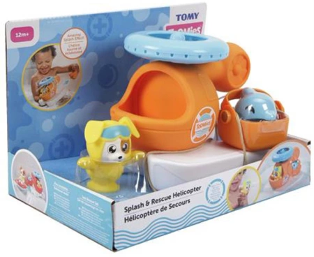 TOMY CHLAPIĄCY HELIKOPTER DO KĄPIELI DO WANNY PIESEK DELFIN
