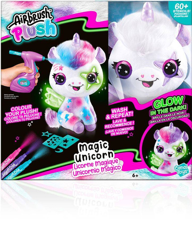 AIRBRUSH PLUSH JEDNOROŻEC POKOLORUJ PLUSZAKA PLUSZ MASKOTKA ŚWIECI W CIEMNO