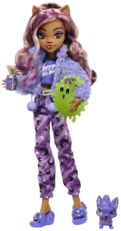 Monster High Piżama Party Lalka Clawdeen Wolf HKY67 AKCESORIA