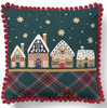 PODUSZKA ŚWIĘTA DEKORACYJNA JASIEK 45x45 Z POMPONAMI DOMEK Z PIERNIKA+WKŁAD