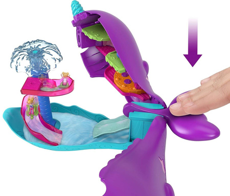 POLLY POCKET LALKA NARWAL ŁÓDŹ PODWODNA BASEN AKCESORIA MATTEL HKV71
