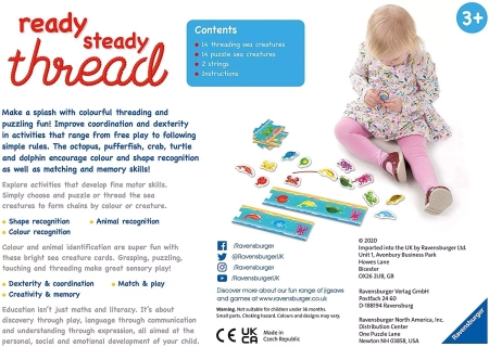 READY STEADY THREAD PUZZLE GRA EDUKACYJNA KREATYWNA MORSKIE STWORZENIA