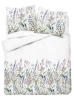 Pościel Satynowa 160x200 Biała w Niebiesko-Fioletowe Polne Kwiaty - Satin S