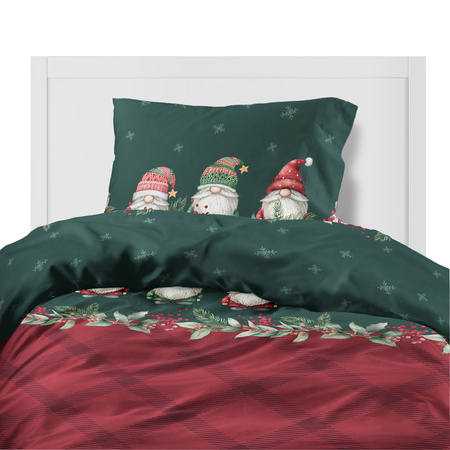 POŚCIEL ŚWIĄTECZNA ŚWIĘTA ZIELONA KRASNAL KRATA BAWEŁNA FLANELA 140X200