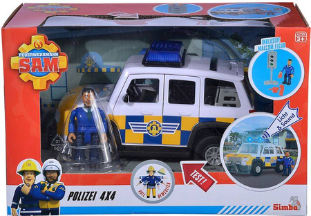 STRAŻAK SAM JEEP POLICYJNY FIGURKA MALCOLM SAMOCHÓD TERENOWY I AKCESORIA