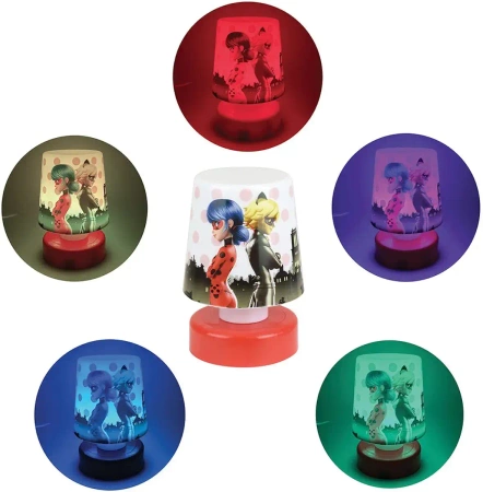 BIEDRONKA I CZARNY KOT MIRACULUM LAMPKA NOCNA ŚWIECI W 7 KOLORACH