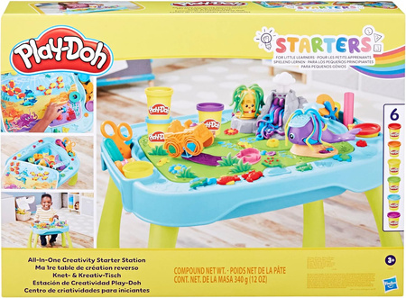 PLAY-DOH ZESTAW KREATYWNY STOLIK CIASTOLINA 2 PLANSZE 6 TUB AKCESORIA