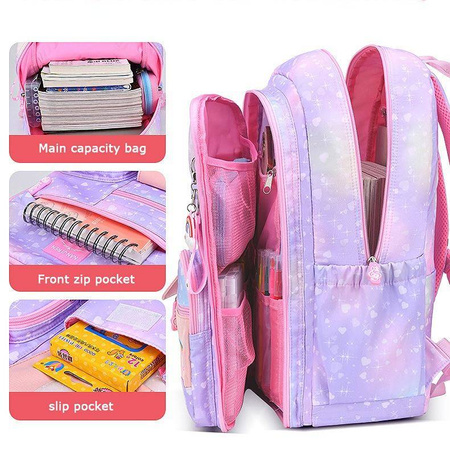 TĘCZOWY PLECAK SZKOLNY TORNISTER A4 + BRELOK