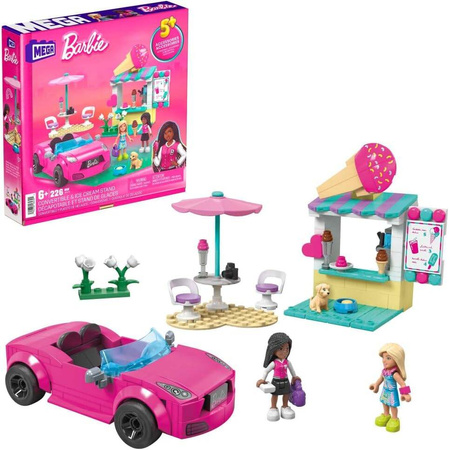 MEGA BLOKS KLOCKI BARBIE zestaw klocków KABRIOLET I STOISKO Z LODAMI