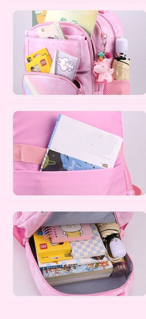 TĘCZOWY TĘCZA RÓŻOWY PLECAK SZKOLNY TORNISTER