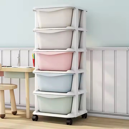 PLASTIKOWY POJEMNIK REGAŁ KOSZ NA ZABAWKI SZAFKA SZUFLADY 5 PÓŁEK