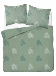 Pościel Szałwiowa z Liśćmi Paproci Geometrycznymi 160x200 Bawełna