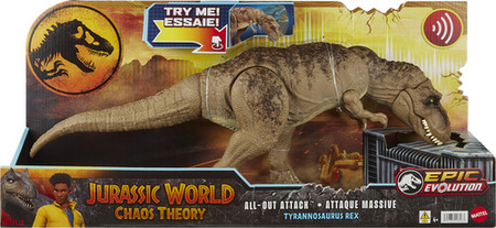 JURASSIC WORLD CHAOS THEORY DINOZAUR TYRANOZAUR T-REX TOTALNY ATAK HXF53
