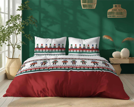 POŚCIEL ŚWIĄTECZNA ŚWIĘTA DZIADEK ŻOŁNIERZYK CZERWONA BAWEŁNA 160X200