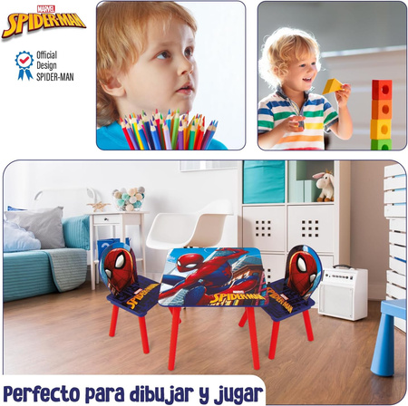 SPIDERMAN PAJĄK STOLIK STÓŁ DREWNIANY 2 KRZESŁA DLA DZIECI MEBLE DO POKOJU