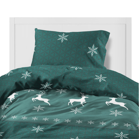POŚCIEL ŚWIĄTECZNA ŚWIĘTA ZIELONA RENIFER FLANELA 140X200