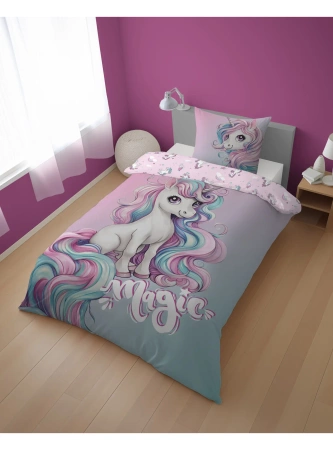 POŚCIEL 140x200 JEDNOROŻEC UNICORN dla dziecka dziecięca MŁODZIEŻOWA RÓŻOWA