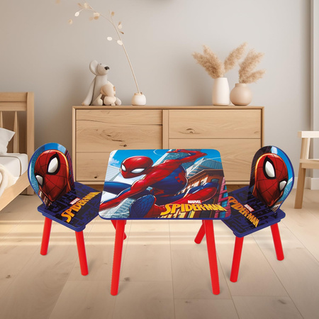SPIDERMAN PAJĄK STOLIK STÓŁ DREWNIANY 2 KRZESŁA DLA DZIECI MEBLE DO POKOJU