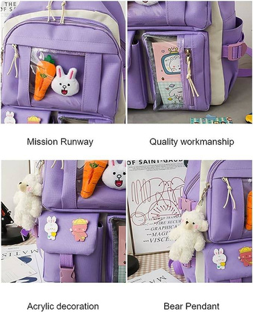 PLECAK SZKOLNY KRÓLIK MIŚ TORNISTER ZESTAW PIÓRNIK TORBA 4w1