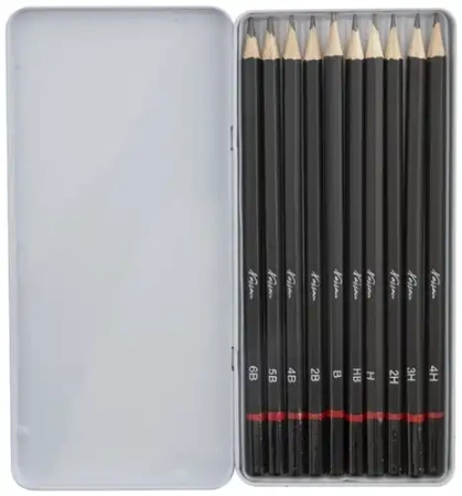 OŁÓWKI ZESTAW OŁÓWKÓW PROFESJONALNE DO SZKICOWANIA RYSOWANIA 10 szt ETUI