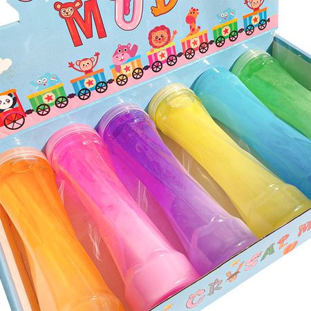 SLIME TUBKI MASA PLASTYCZNA GLUTY DUZY ZESTAW DLA DZIECI KOLOROWE 6 SZT