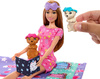 LALKA BARBIE PIŻAMA PARTY zestaw z lalką Barbie, 2 pieski + akcesoria