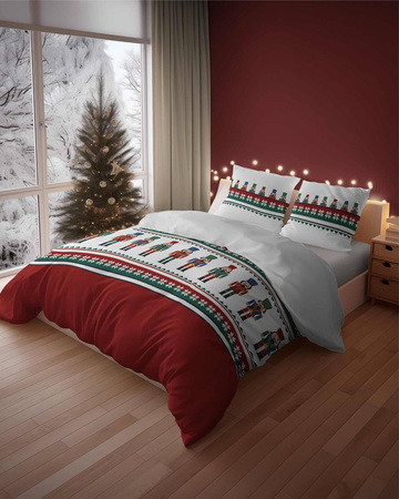 POŚCIEL ŚWIĄTECZNA ŚWIĘTA DZIADEK ŻOŁNIERZYK CZERWONA BAWEŁNA 220X200