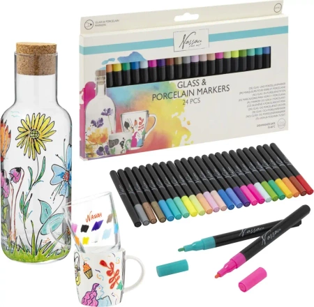 MARKERY DO SZKŁA PORCELANY CERAMIKI 24 SZT PISAKI MAZAKI FLAMASTRY ZESTAW