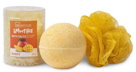 IDC INSTITUTE SMOOTHIE MANGO ZESTAW DO KĄPIELI MYJKA KULA SÓL DO KĄPIELI